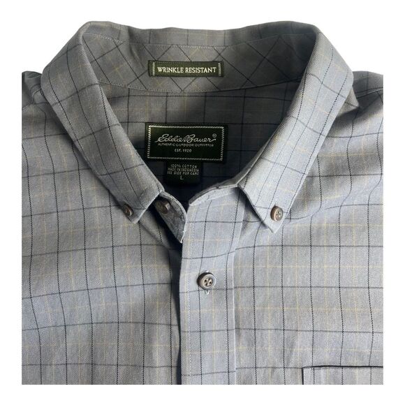 Eddie‎ Bauer Men's Button Down Long Sleeve Grey L Wrinkle Resistant - Picture 2 of 4